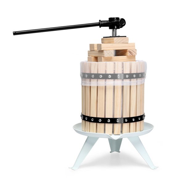 3.17 Gallon Fruit Wine Press, Solid Wood Basket Wine Making Press with 6 Blocks, 12 Liter Cider Apple Grape Crusher Manual Juice