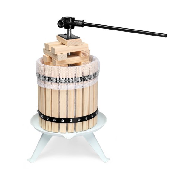 3.17 Gallon Fruit Wine Press, Solid Wood Basket Wine Making Press with 6 Blocks, 12 Liter Cider Apple Grape Crusher Manual Juice