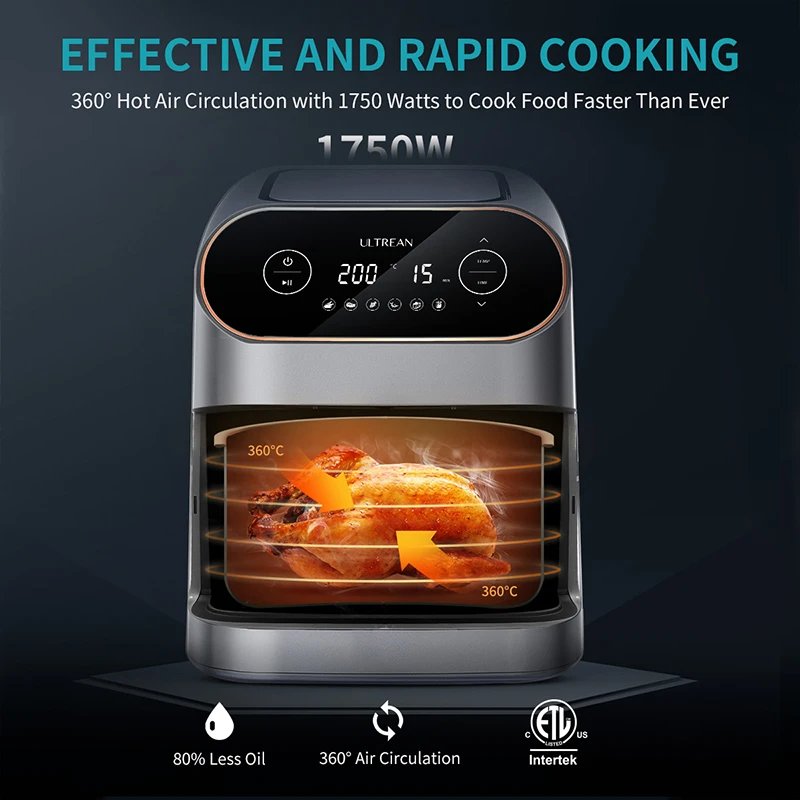 ULTREAN 8.5L Air Fryer Electric Hot fryer Oven Oilless Cooker with LCD Touch Control and Nonstick Basket Large Family Size 1750W