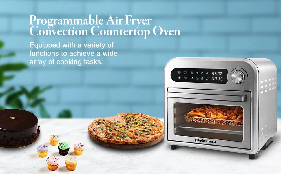 EAF1010D Programmable 10L Air Fryer Convection Countertop Oven, 8 Menu Settings, Temperature + Timer Controls, Bake, Toast, Broi