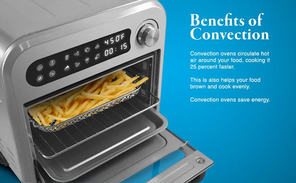 EAF1010D Programmable 10L Air Fryer Convection Countertop Oven, 8 Menu Settings, Temperature + Timer Controls, Bake, Toast, Broi