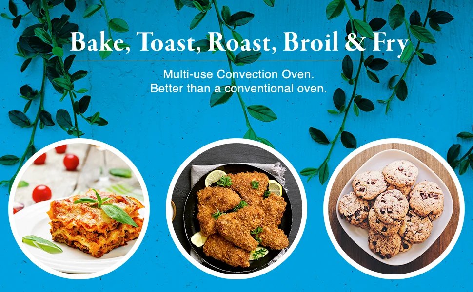 EAF1010D Programmable 10L Air Fryer Convection Countertop Oven, 8 Menu Settings, Temperature + Timer Controls, Bake, Toast, Broi