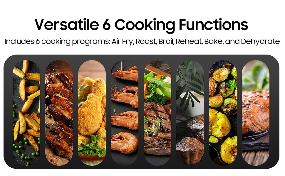 Dual Air Fryer 11 Quart - 6-in1 Airfryer with 2 Frying Baskets, Precise-control Knob | Sync & Dual Cook Functions to Ary Fry, Ro