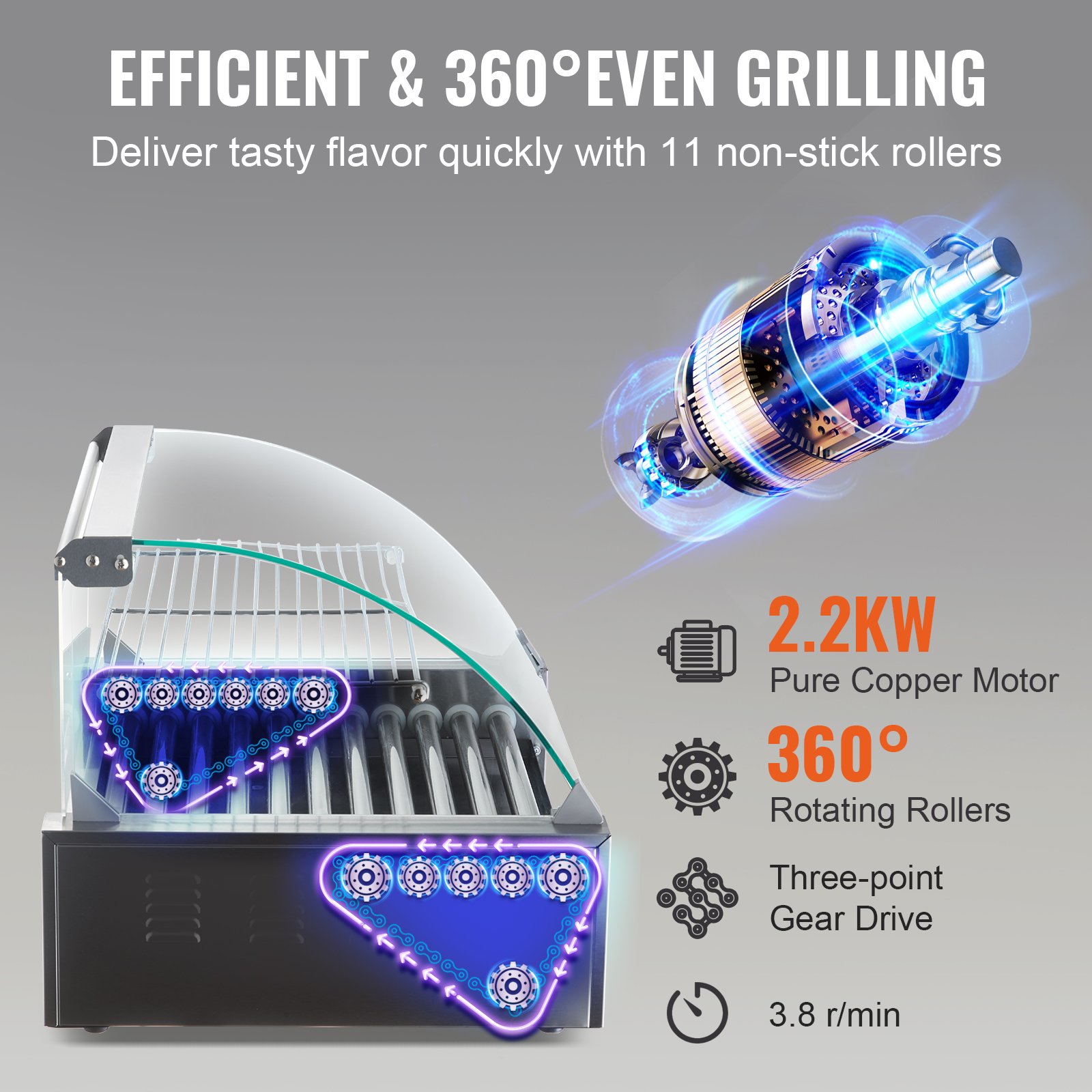 SucceBuy  5/7/11 Commercial Hot Dog Roller Electric Sausage Maker Barbecue Grill Machine for Camping Party Home Appliance 110V