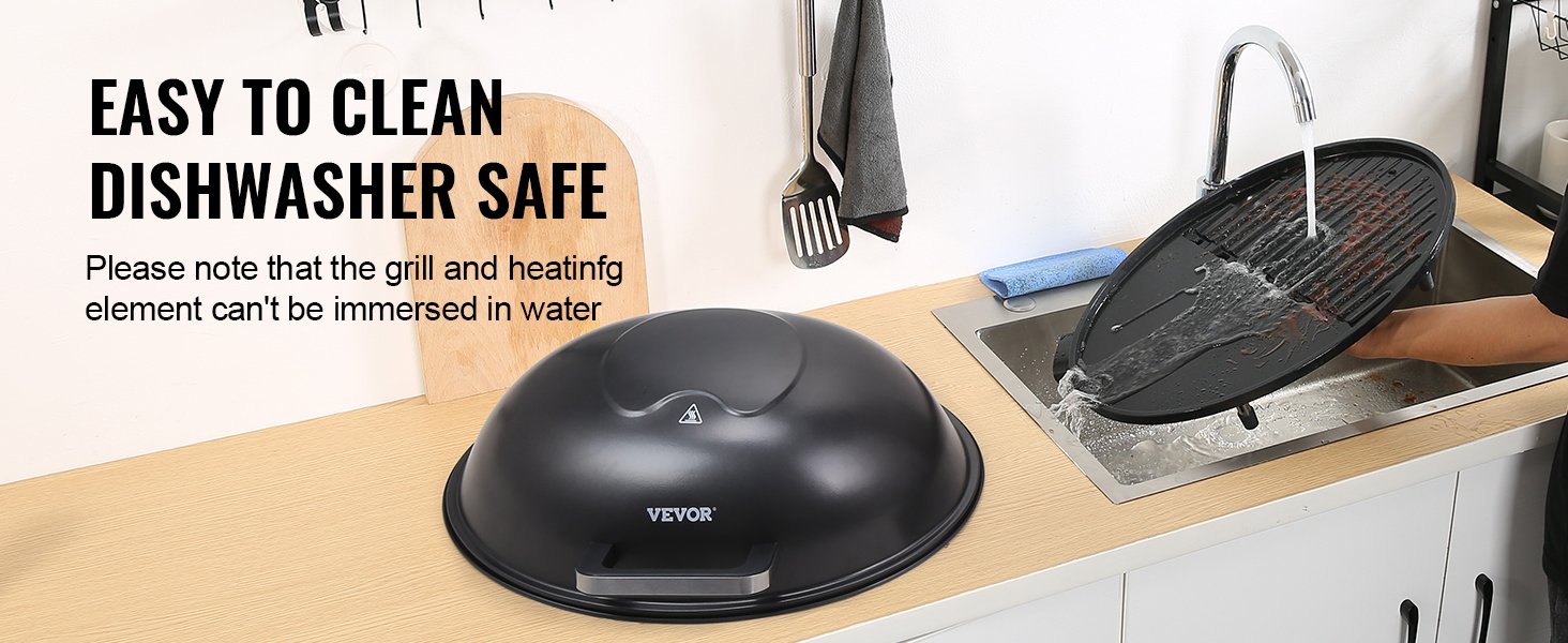 VEVOR Indoor/Outdoor Electric Grill, 1800W Electric BBQ Grill & 2 Zone Grilling Surface Adjustable Temperature for Party Camping