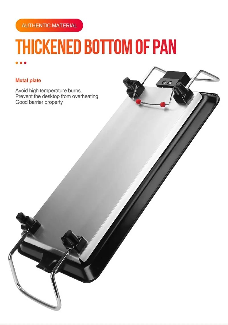 1500W Outdoor Indoor Griddle Large Barbecue Hot Plate Electric Camping Teppanyaki Non-stick Electric BBQ Grill Smokeless Griddle