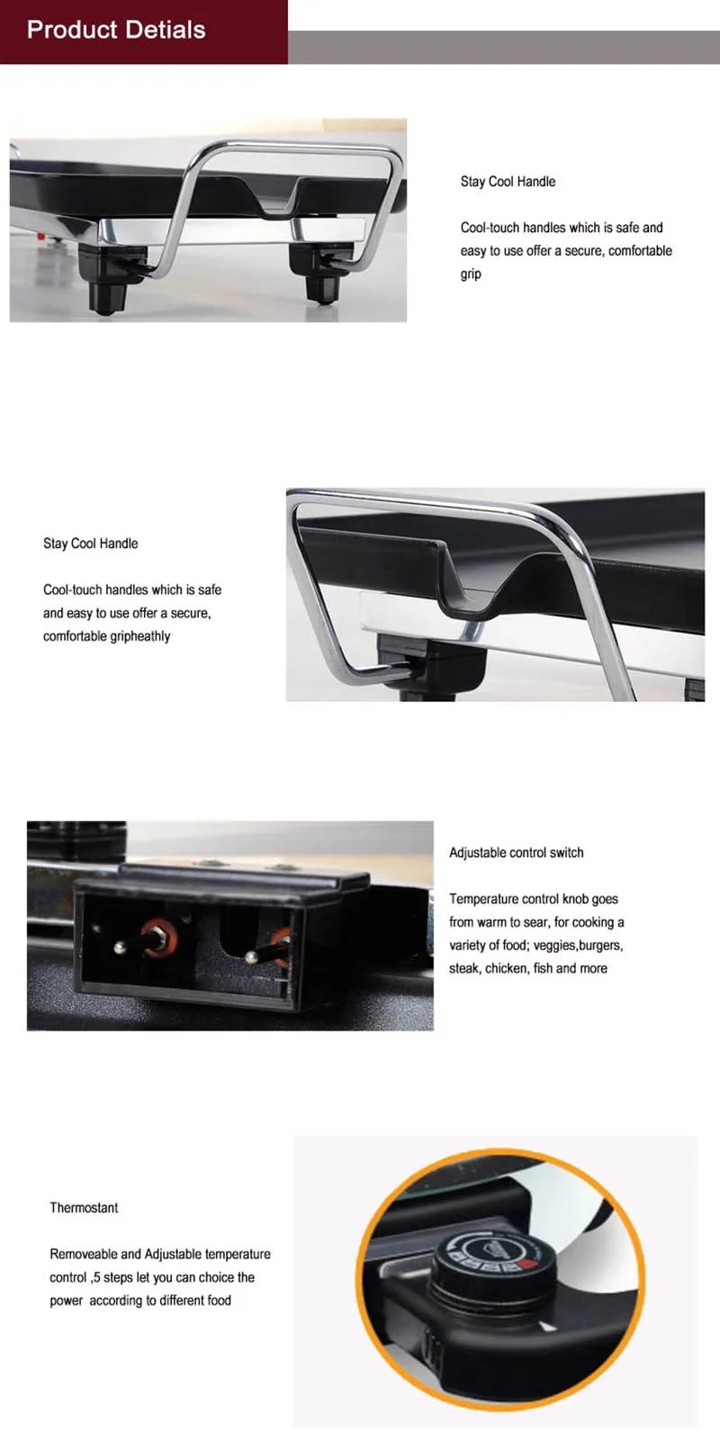 1500W Outdoor Indoor Griddle Large Barbecue Hot Plate Electric Camping Teppanyaki Non-stick Electric BBQ Grill Smokeless Griddle