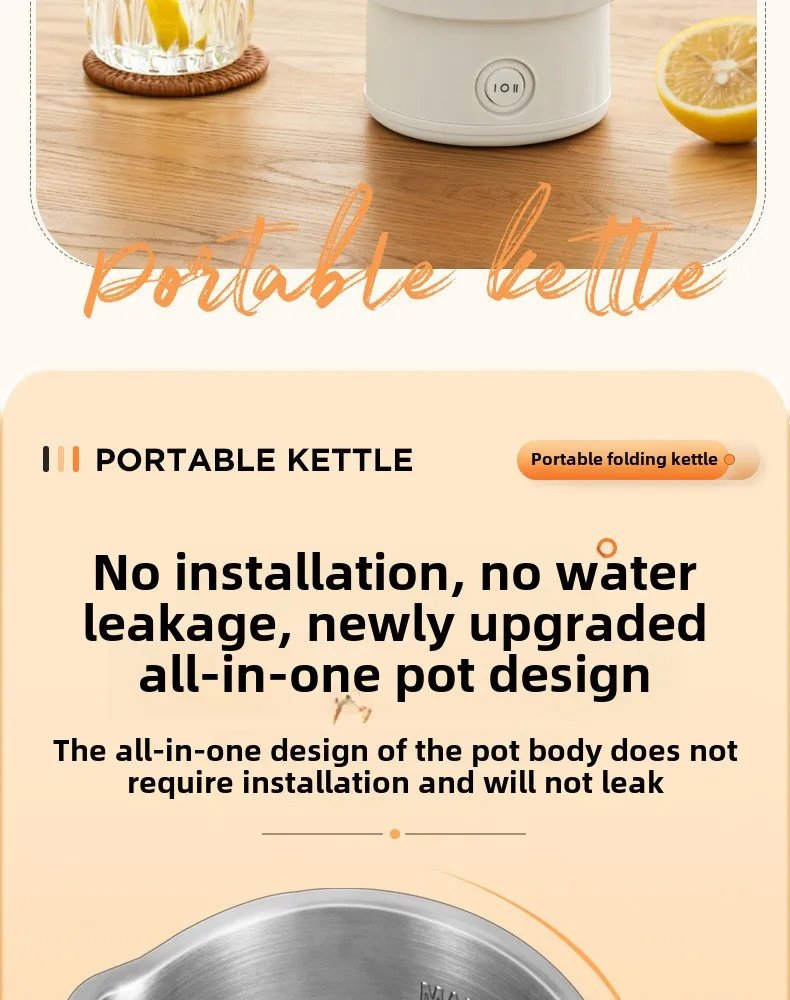 Travel Folding Kettle Outdoor Portable Small Folding Kettle 304 Stainless Steel Electric Kettle Boiler