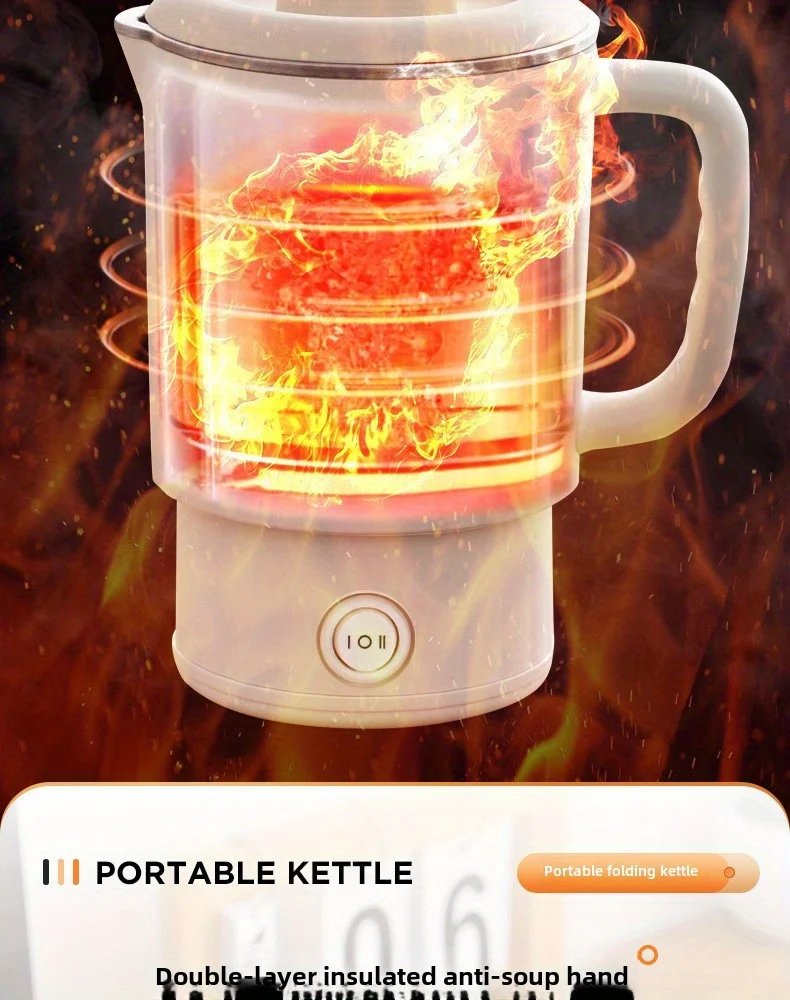 Travel Folding Kettle Outdoor Portable Small Folding Kettle 304 Stainless Steel Electric Kettle Boiler