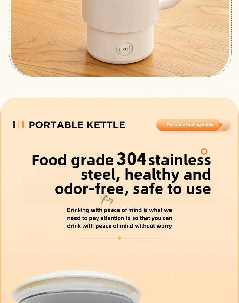 Travel Folding Kettle Outdoor Portable Small Folding Kettle 304 Stainless Steel Electric Kettle Boiler