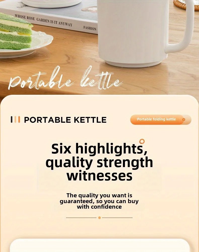 Travel Folding Kettle Outdoor Portable Small Folding Kettle 304 Stainless Steel Electric Kettle Boiler