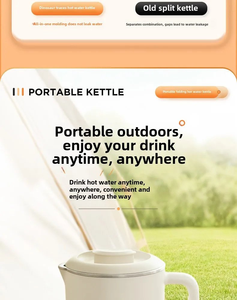 Travel Folding Kettle Outdoor Portable Small Folding Kettle 304 Stainless Steel Electric Kettle Boiler