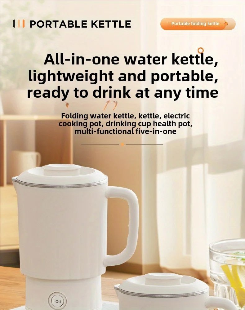 Travel Folding Kettle Outdoor Portable Small Folding Kettle 304 Stainless Steel Electric Kettle Boiler