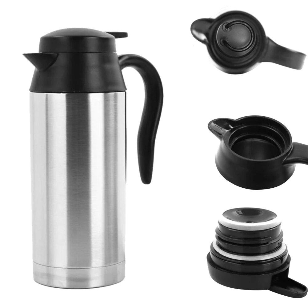 12V 24V Electric Heating Car Kettle Camping Travel Kettle Water Coffee Milk Thermal Mug 750/450ML Heating Cup Stainless Steel