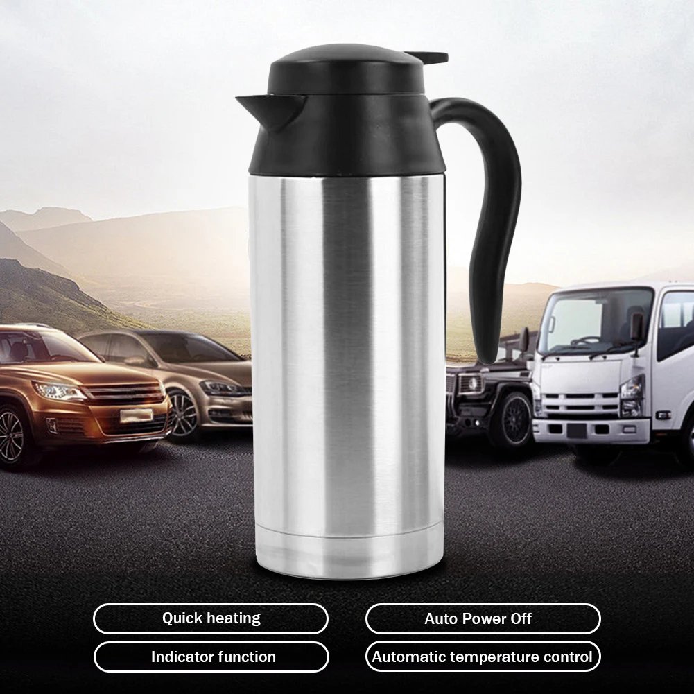 12V 24V Electric Heating Car Kettle Camping Travel Kettle Water Coffee Milk Thermal Mug 750/450ML Heating Cup Stainless Steel