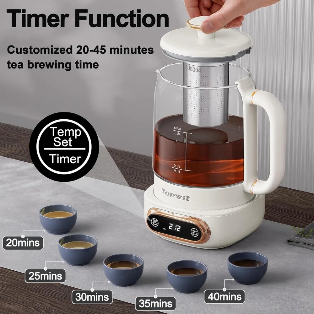 Electric Tea Kettle, 11 Temperature Control & 4 Presets Glass Kettle with Removable Infuser, 0.8L Electric Kettle for Coffee
