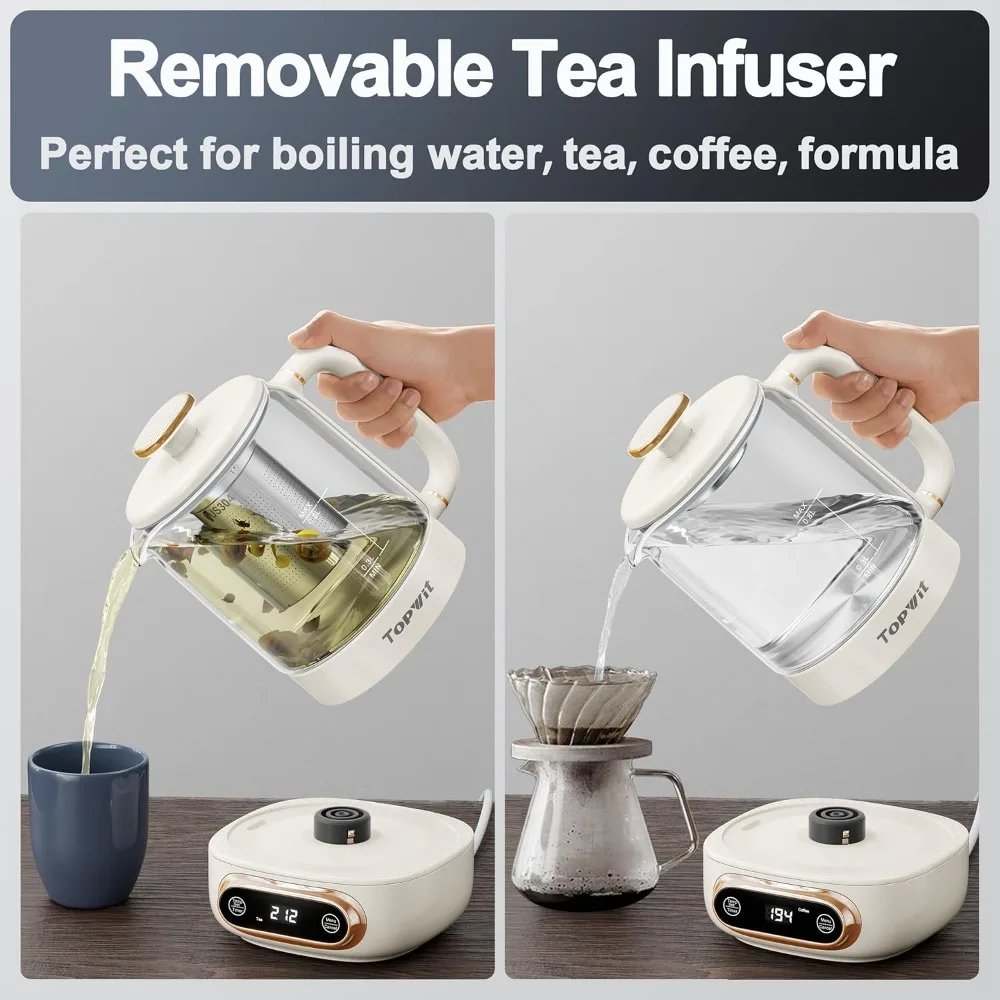 Electric Tea Kettle, 11 Temperature Control & 4 Presets Glass Kettle with Removable Infuser, 0.8L Electric Kettle for Coffee