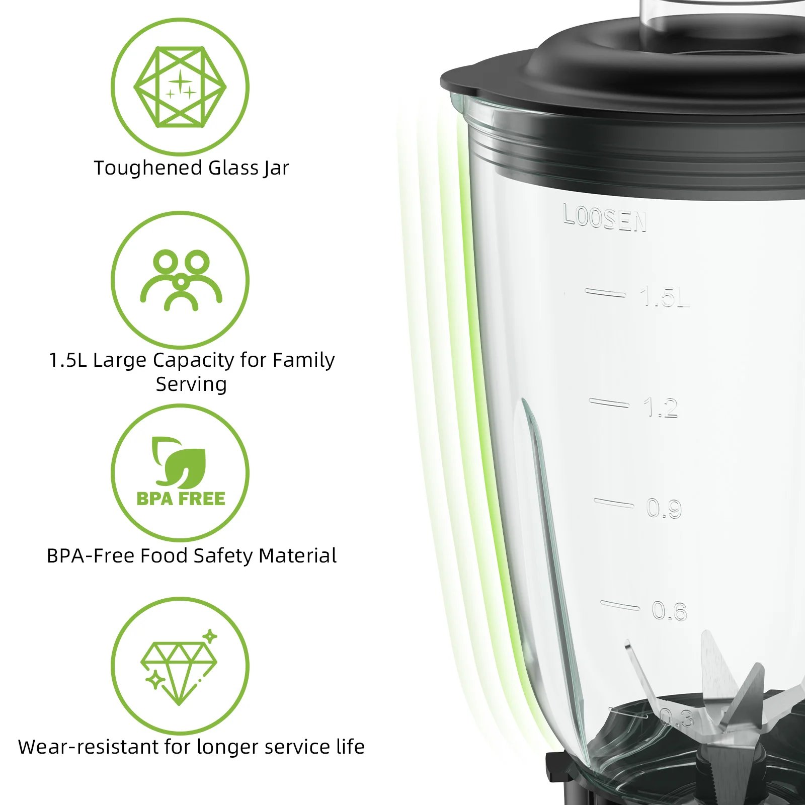 BioloMix 1300W Smoothie Maker with 1.5L Glass Jar Personal Blender for Frozen Fruit Drinks And Sauces BioloMix 1300W Smoothie Maker with 1.5L Glass Jar Personal Blender for Frozen Fruit Drinks And Sauces