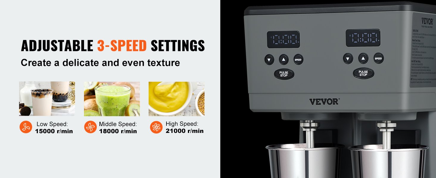 SucceBuy Milkshake Maker, 375W x 2 Electric Milkshake Machine, Commercial Double Heads Drink Mixer Blender