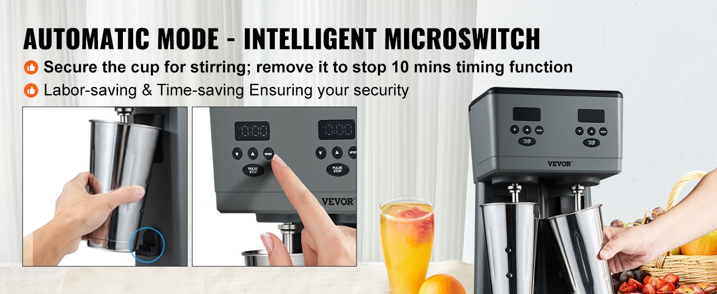 SucceBuy Milkshake Maker, 375W x 2 Electric Milkshake Machine, Commercial Double Heads Drink Mixer Blender