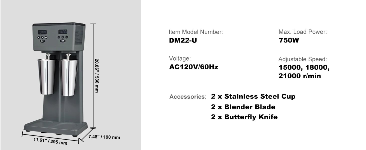 SucceBuy Milkshake Maker, 375W x 2 Electric Milkshake Machine, Commercial Double Heads Drink Mixer Blender