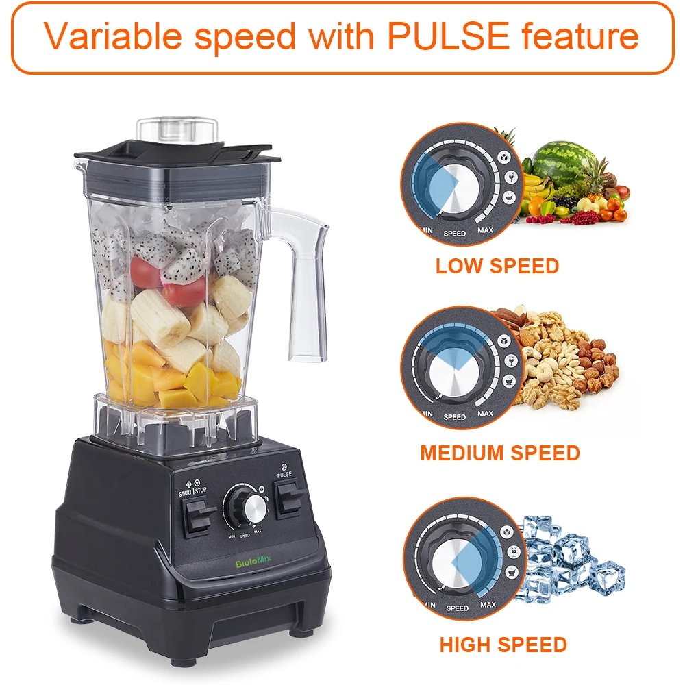 BioloMix 1800W Professional-Grade Smoothie Blender, Self-Cleaning