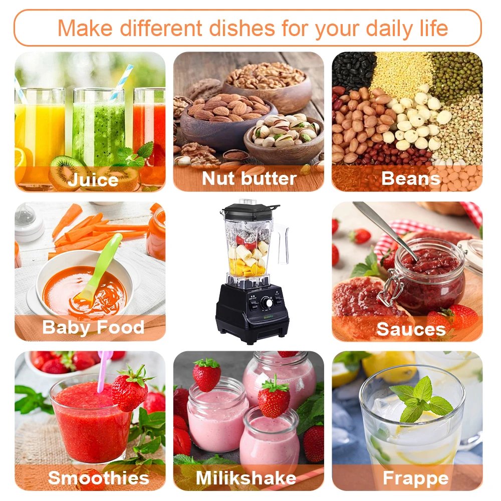 BioloMix 1800W Professional-Grade Smoothie Blender, Self-Cleaning