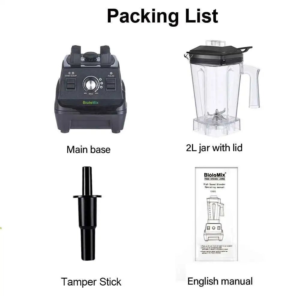 BioloMix 1800W Professional-Grade Smoothie Blender, Self-Cleaning