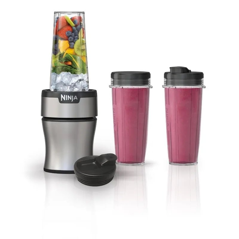Ninja BN301 Nutri-Blender Plus Compact Personal Blender, 900-Peak-Watt Motor, Frozen Drinks, Smoothies, Sauces & More, Silver