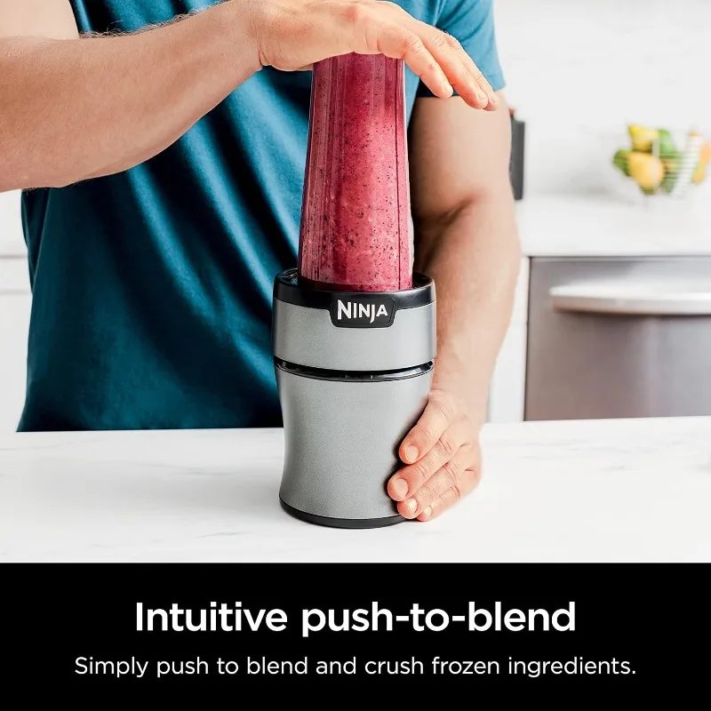 Ninja BN301 Nutri-Blender Plus Compact Personal Blender, 900-Peak-Watt Motor, Frozen Drinks, Smoothies, Sauces & More, Silver