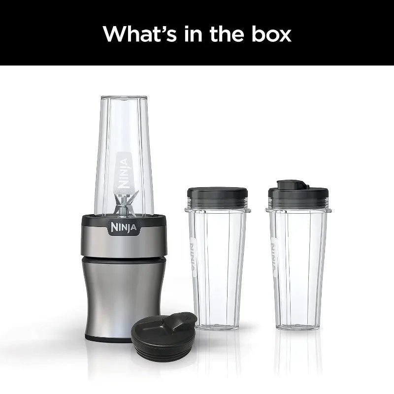 Ninja BN301 Nutri-Blender Plus Compact Personal Blender, 900-Peak-Watt Motor, Frozen Drinks, Smoothies, Sauces & More, Silver