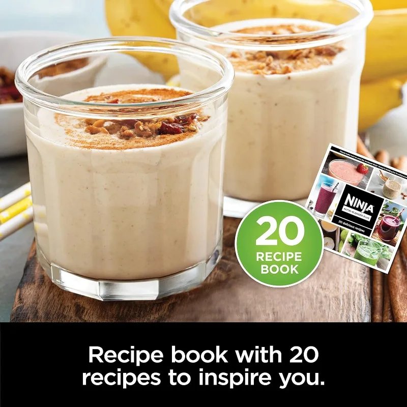 Ninja BN301 Nutri-Blender Plus Compact Personal Blender, 900-Peak-Watt Motor, Frozen Drinks, Smoothies, Sauces & More, Silver