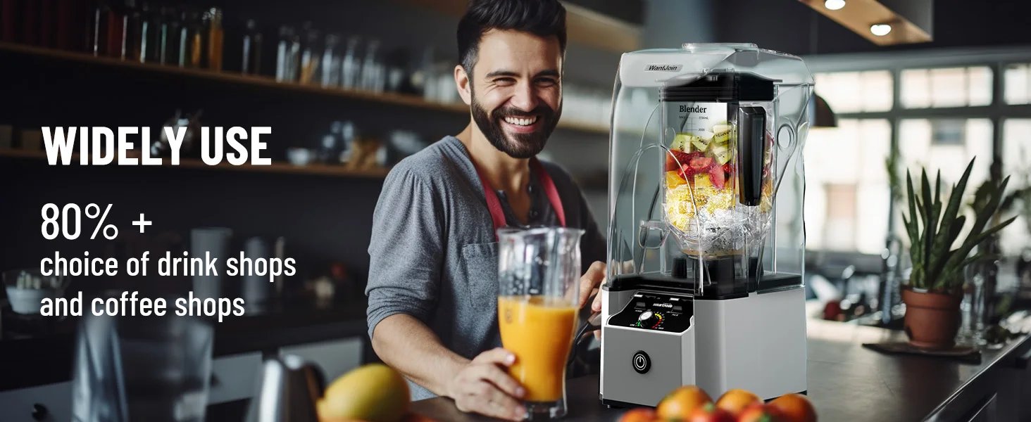 WantJoin Commercial Professional Blender With Shield Quiet Sound Enclosure 2200W Industries Strong and Quiet,Self-Cleaning WantJoin Commercial Professional Blender With Shield Quiet Sound Enclosure 2200W Industries Strong and Quiet,Self-Cleaning