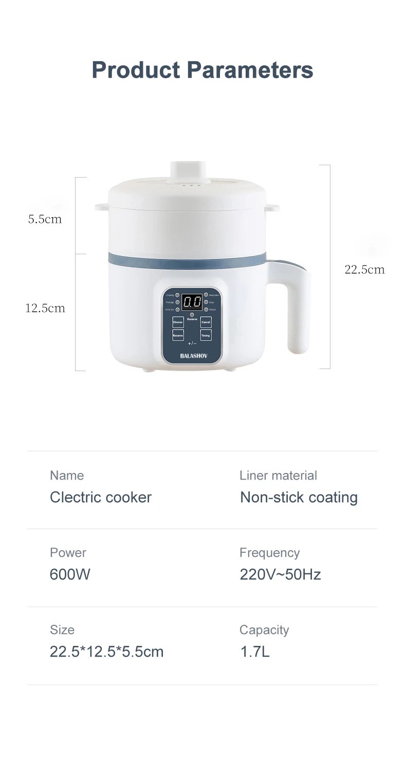 Electric Rice Cooker 110V/220V Multi cooker Single Double Layer Mini Non-Stick Smart Mechanical Hotpot for Kitchen and Home