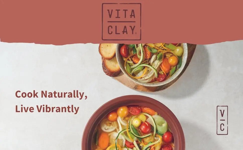 Vitaclay Smart Organic Clay Rice Cooker & Slow Cooker, Toxin Free Clay Electric Pot,Slow Cooker,Soup Maker,Stew Pot,6 cup/3.2 qt