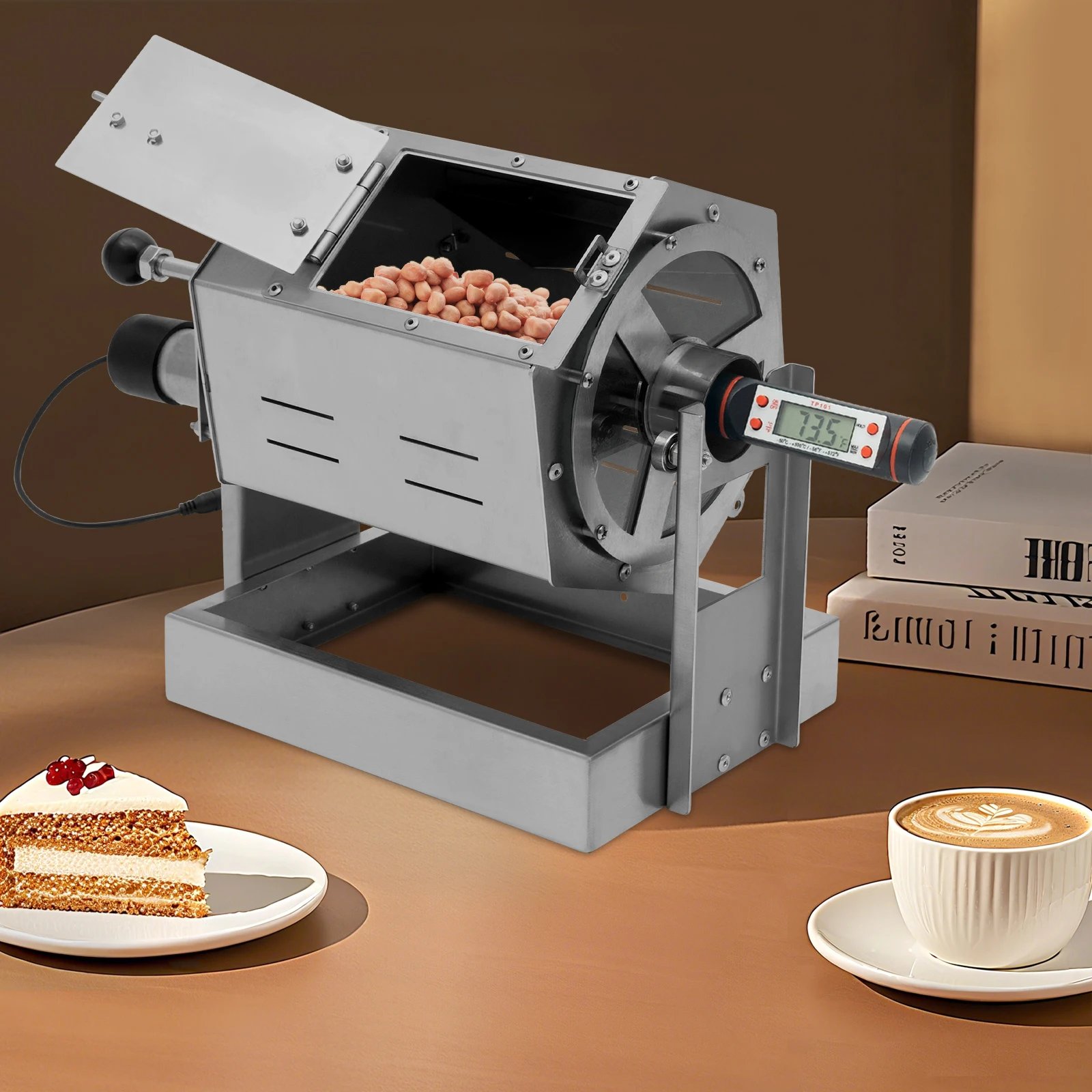 25W Coffee Bean Roaster Coffee Bean Baker Gas Burner Drum Type Coffee Roasting Machine