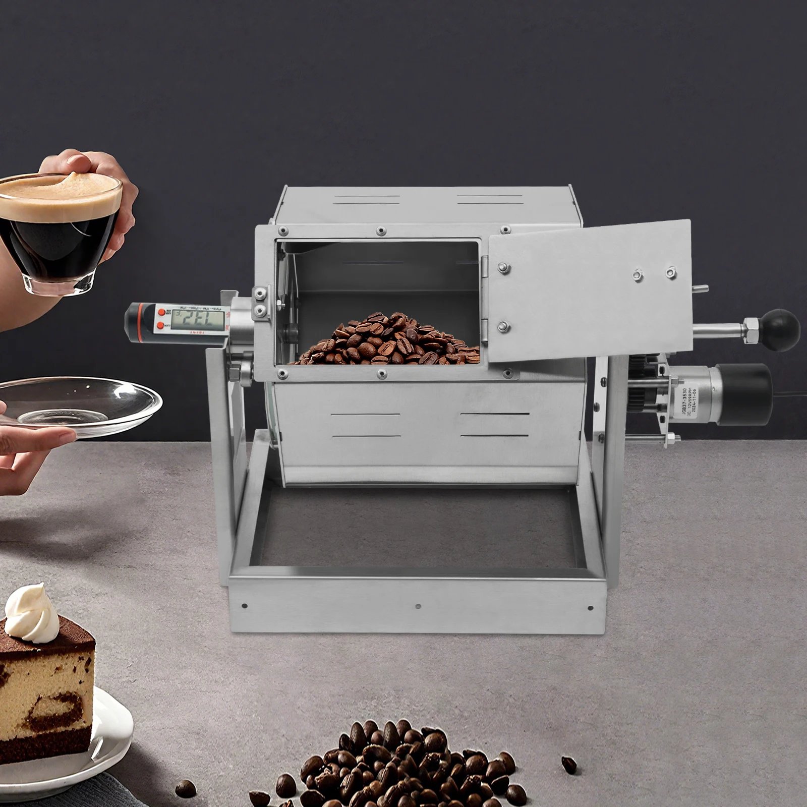 25W Coffee Bean Roaster Coffee Bean Baker Gas Burner Drum Type Coffee Roasting Machine