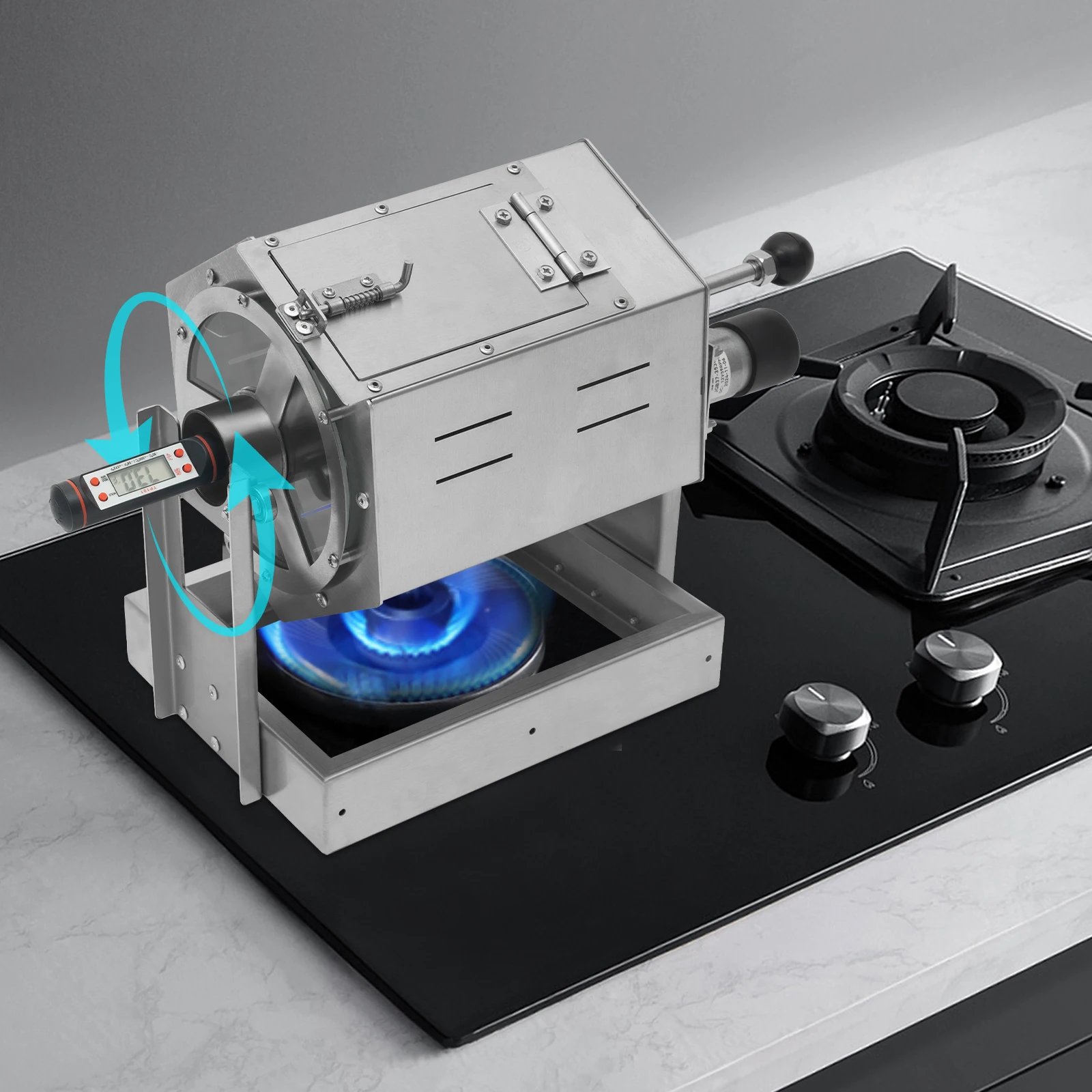 25W Coffee Bean Roaster Coffee Bean Baker Gas Burner Drum Type Coffee Roasting Machine