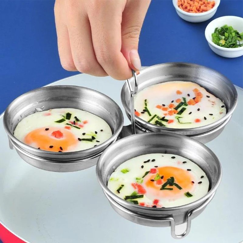 Stainless Steel Egg Poacher Poaching Pan Mould Omelette Egg Steamer Steamed Egges Mold Hoousehold Kitchen Cooking Tool Gadget