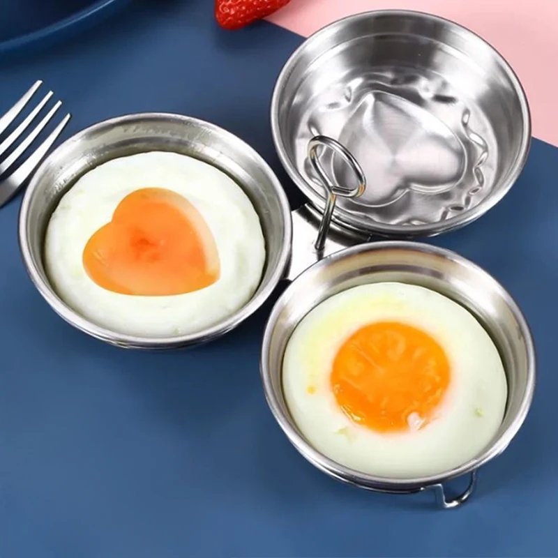 Stainless Steel Egg Poacher Poaching Pan Mould Omelette Egg Steamer Steamed Egges Mold Hoousehold Kitchen Cooking Tool Gadget