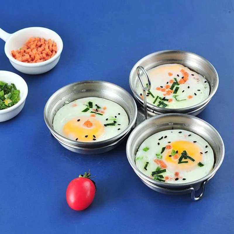 Stainless Steel Egg Poacher Poaching Pan Mould Omelette Egg Steamer Steamed Egges Mold Hoousehold Kitchen Cooking Tool Gadget