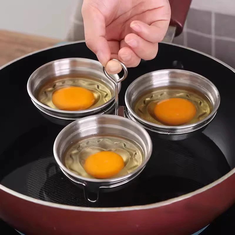 Stainless Steel Egg Poacher Poaching Pan Mould Omelette Egg Steamer Steamed Egges Mold Hoousehold Kitchen Cooking Tool Gadget