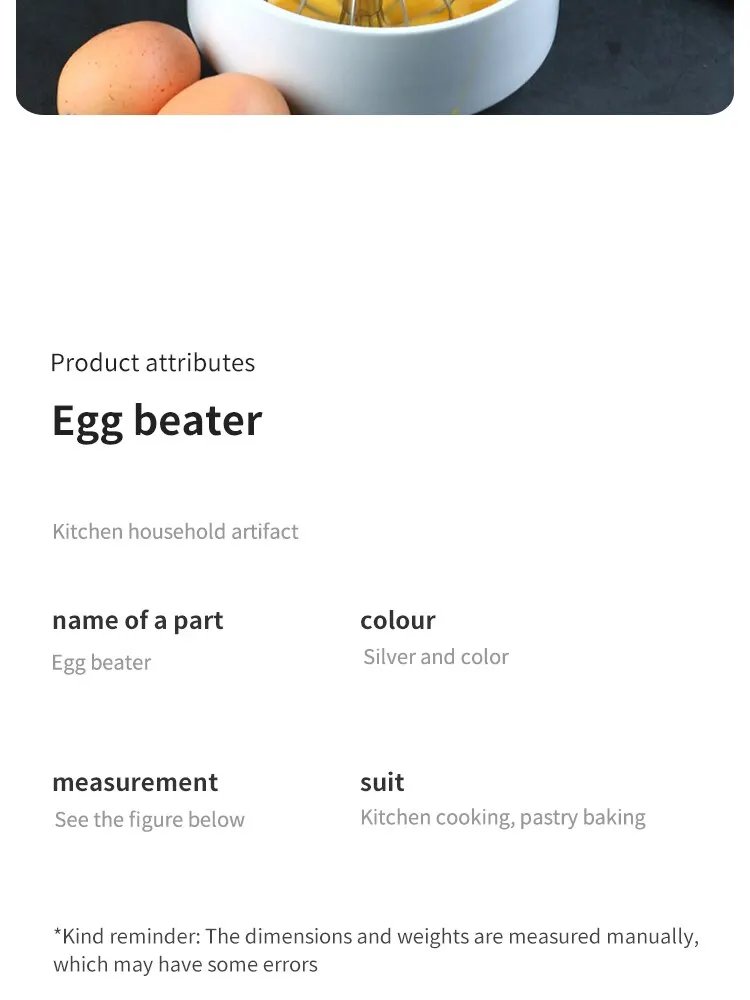 Kitchen Stainless Steel Rotary Whisk with  Wood Handle &ndash; Semi-Automatic Hand Mixer for Whipping Cream & Eggs​