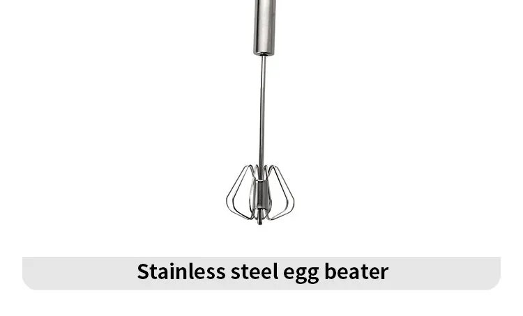 Kitchen Stainless Steel Rotary Whisk with  Wood Handle &ndash; Semi-Automatic Hand Mixer for Whipping Cream & Eggs​