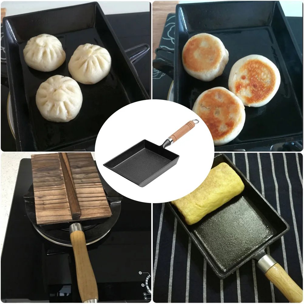 Cast Iron Non Stick Pan Mini Egg Frying Japanese Thickened Pot Non-Stick Tamagoyaki Frying Pan for Home Kitchen Cooking