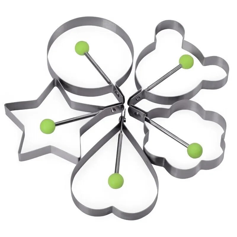 1/5PCS  Heart Fried Egg Mold Stainless Steel Egg Mould Maker Breakfast Baking Omelette Rings Cooking Tools Kitchen Accessories