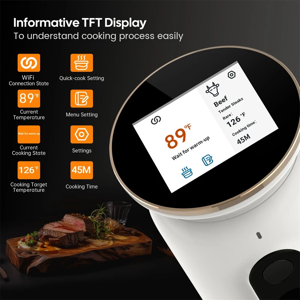 INKBIRD US Stock WiFi Sous Vide Machine US Plug Sous Vide Cooker APP Remote Control with Recipes Alarms Timer For Cooking Meat