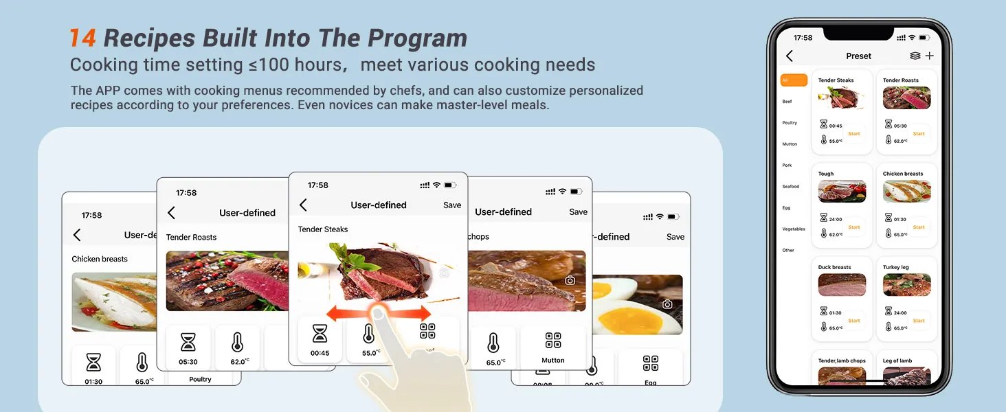 INKBIRD US Stock WiFi Sous Vide Machine US Plug Sous Vide Cooker APP Remote Control with Recipes Alarms Timer For Cooking Meat