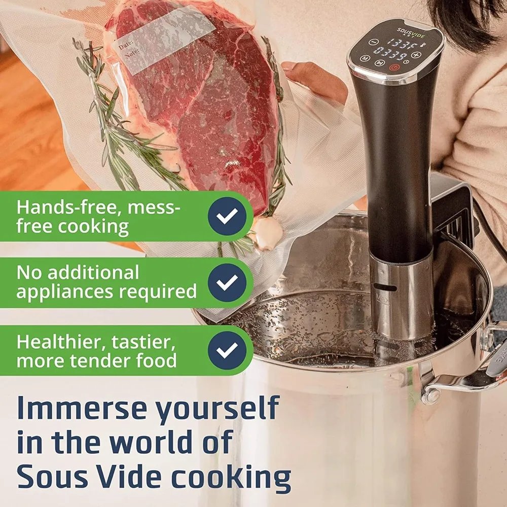 Popular Sous Vide Immersion Cooker Kit - Machine with Digital Timer, Temp Control, 30 Bags, Vacuum Pump, Suvee Cooker Gift