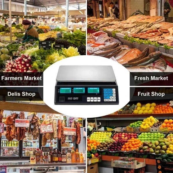 40kg/5g Digital Price Computing Scale for Vegetable US Plug Silver & Black